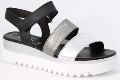 Sandalette silver / stone / schwarz